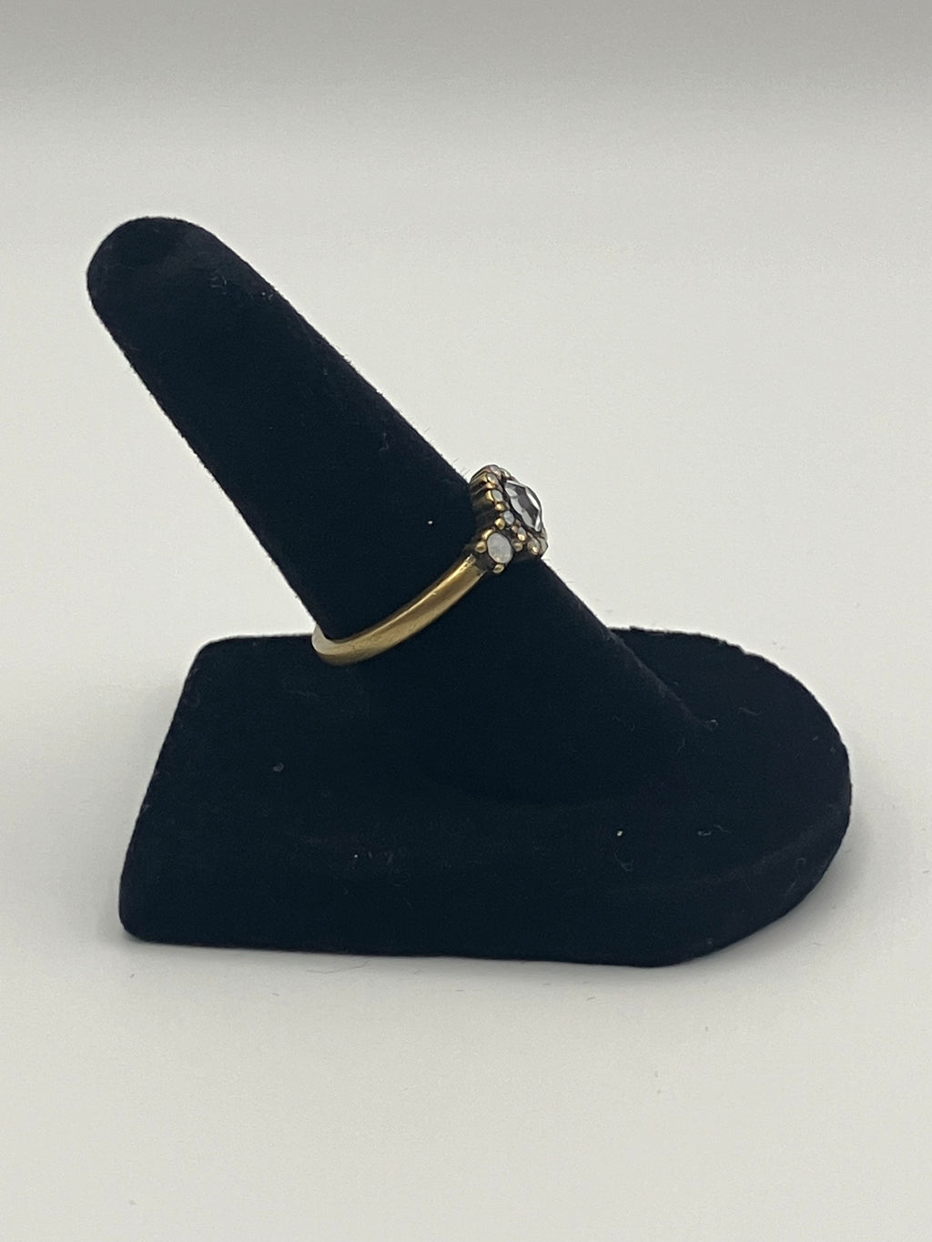 Vintage Gold Mystic Halo Ring – Iridescent Crystal Statement Cocktail Ring size 5